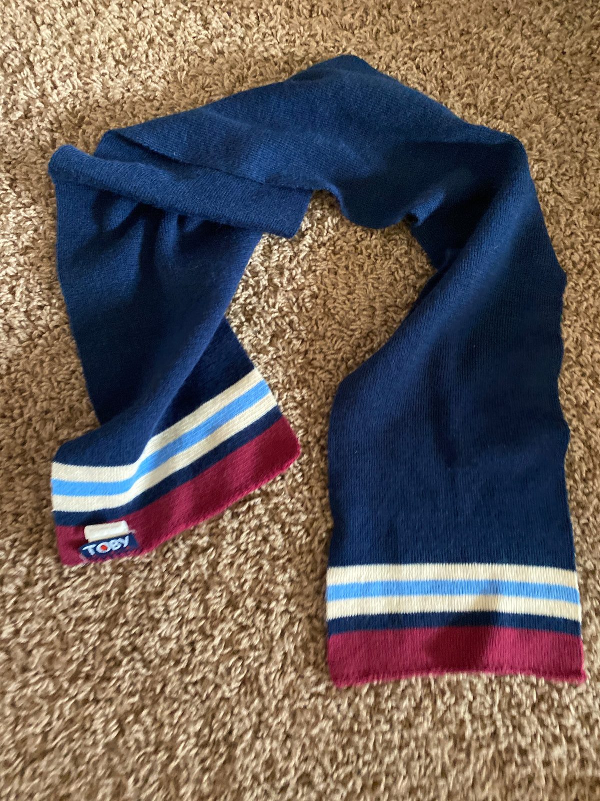 Blue and striped Winter Scarf