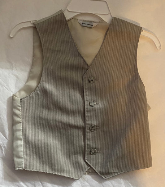 Tan vest Striped with buttons - size Youth - 6 (S)