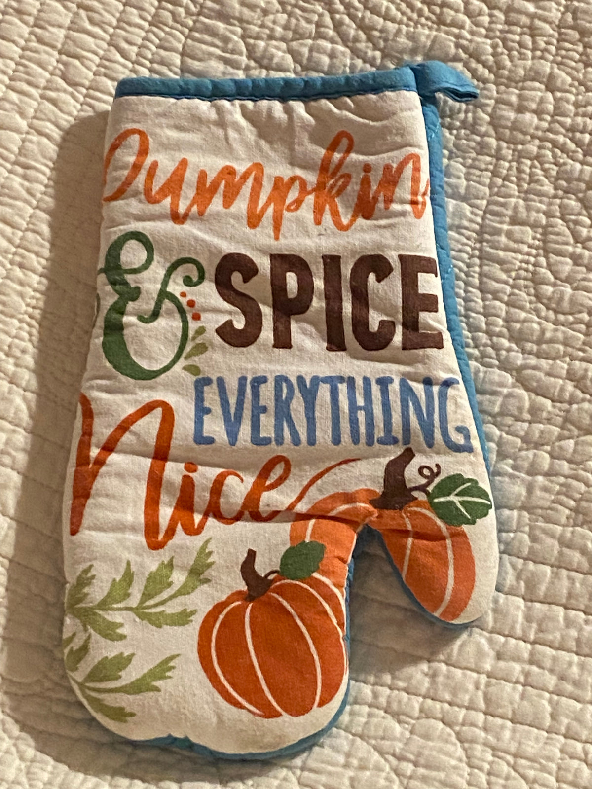 Pumpkin spice everything Nice oven mit solid blue