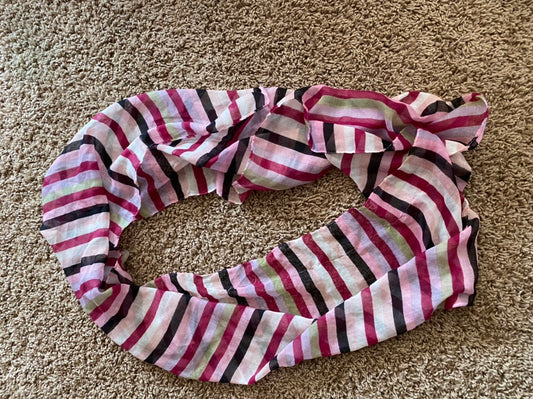 Sheer pink/black circle Striped dress up scarf