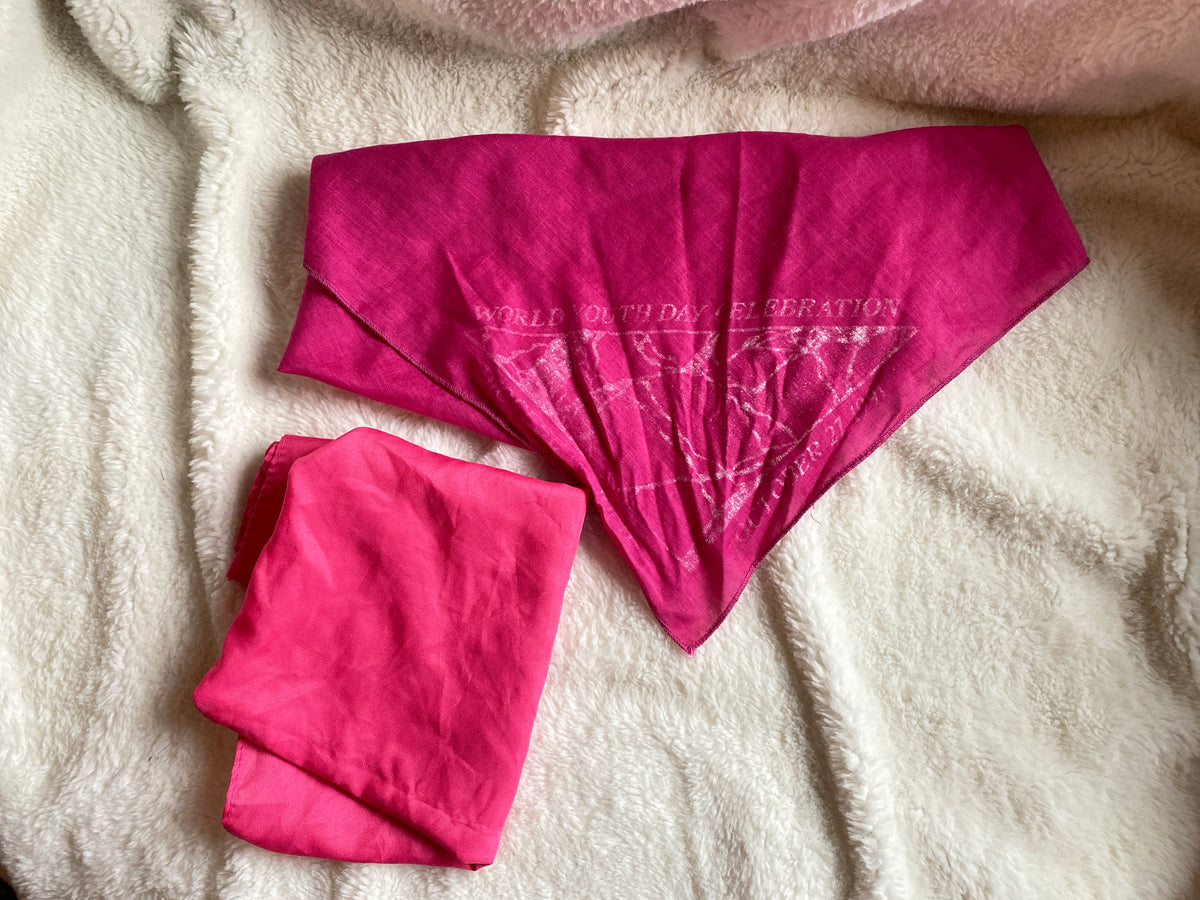 2 pink bandanna's 1 from world youth day