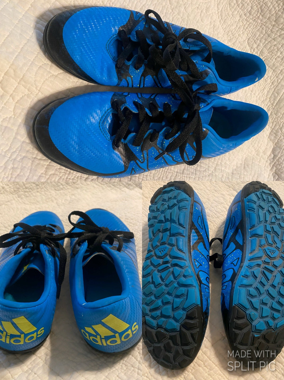 Blue adidas indoor Soccer shoes - size Youth - 6 (S)
