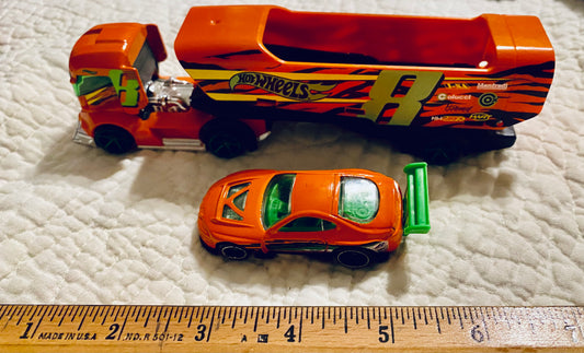 Hot Wheels orange Big Rig Heat #8 semi