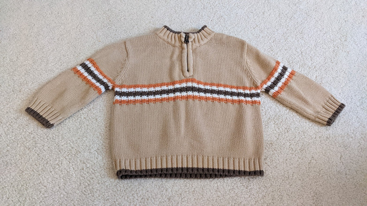 LS Tan Sweater w/zipper - size Month - 6-9 / 9M