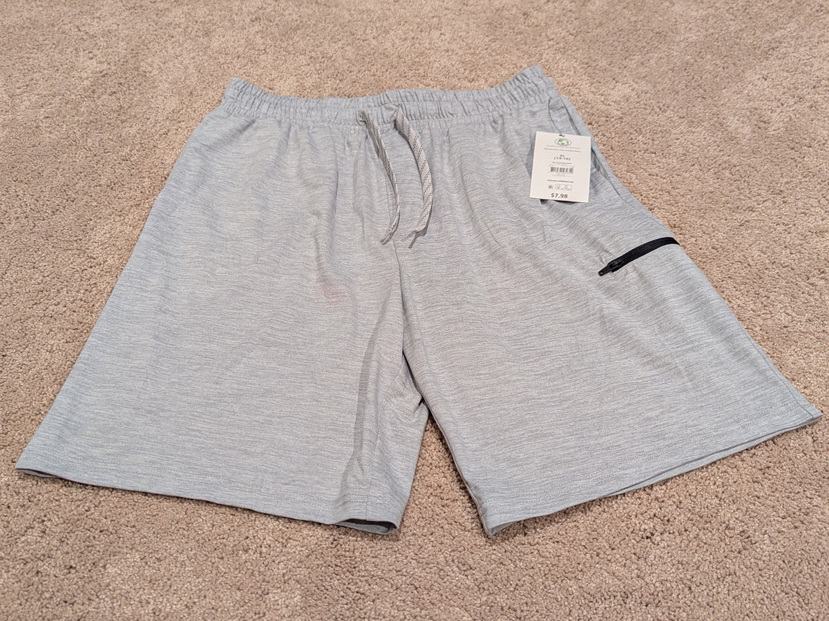 New! Grey athletic short W/1 zip pocket - size Youth - 14 (XL)