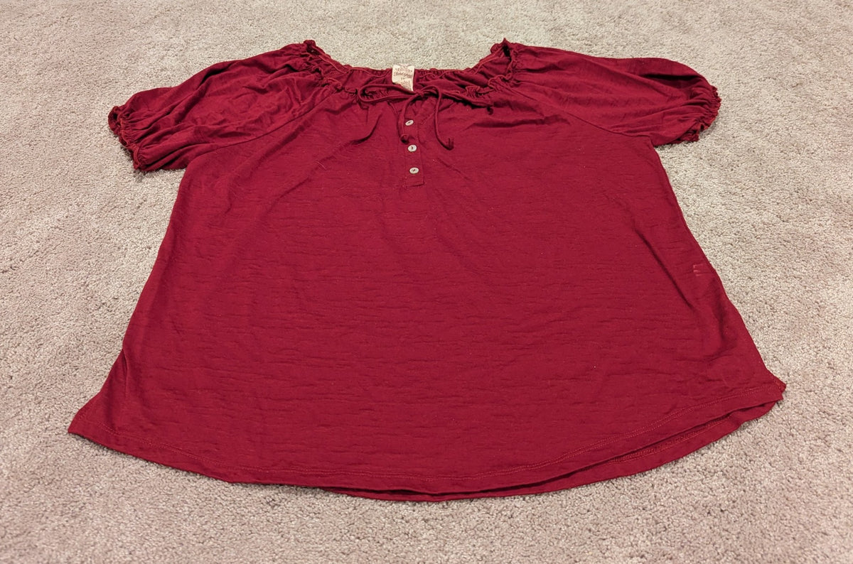 SS cranberry shirt -good over tank top - size Women - 1X (16/18W)