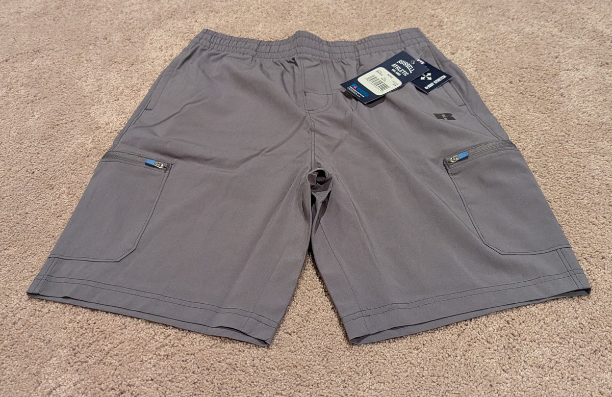 New! Grey athletic cargo Shorts-side zip pockets - size Youth - 14 (XL)