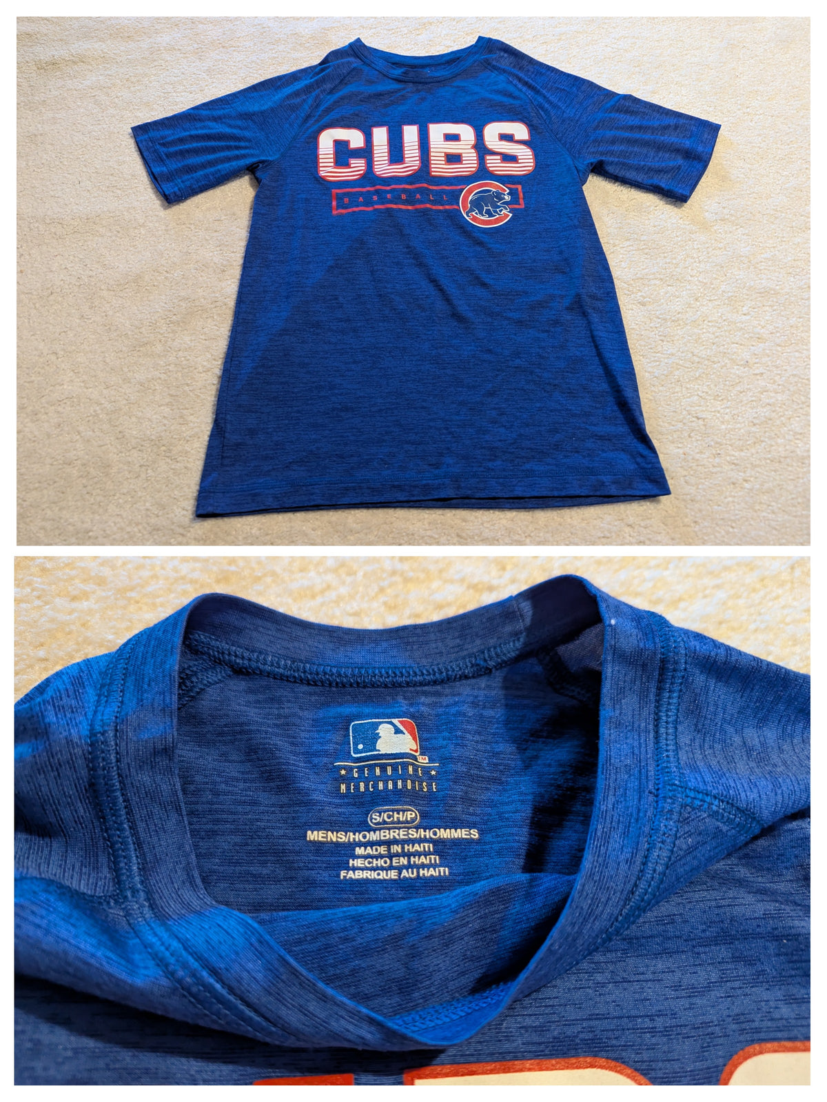 SS blue Cubs athletic Shirt - size Teen/Men - S (29-31)