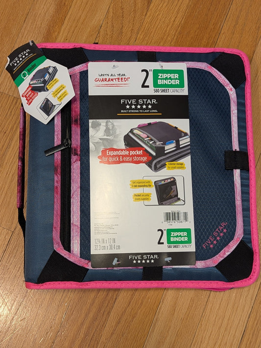 New! Blue/pink 5 star Binder-Retail $25