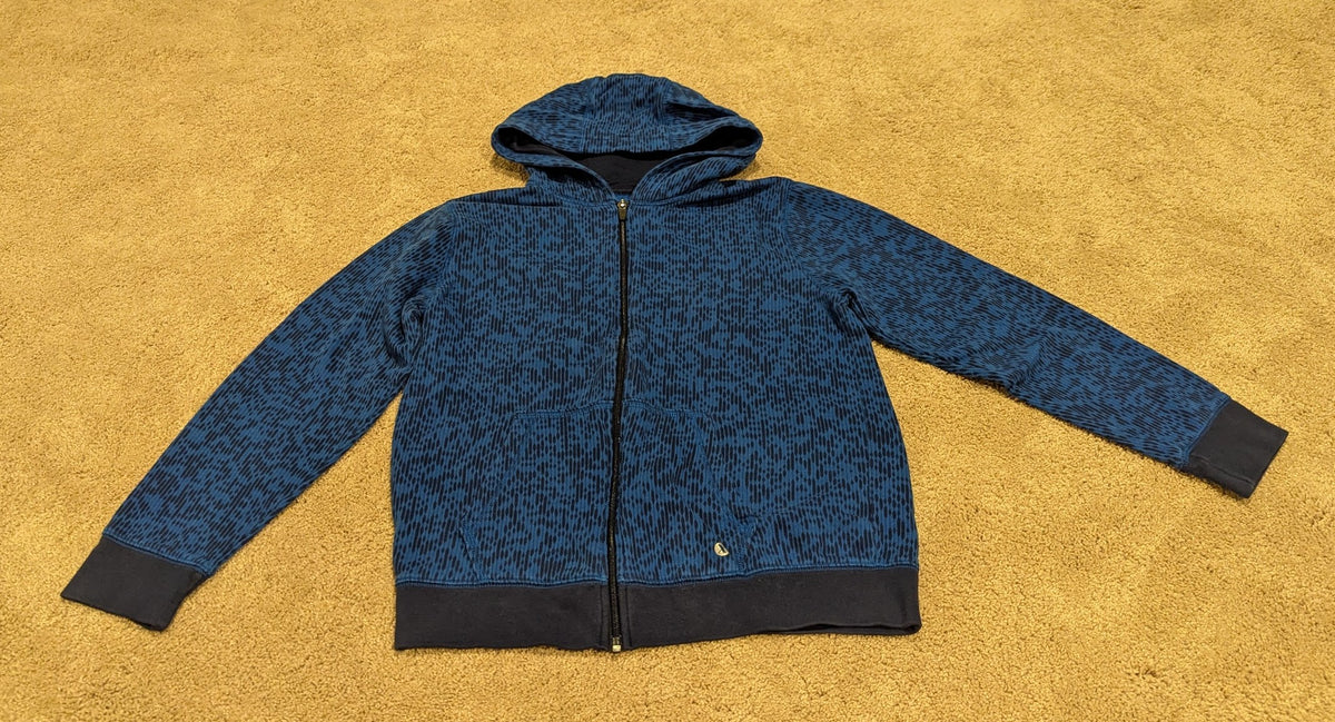 Blue pattern zip up Hoodie-tag L14/16 - size Youth - 14 (XL)