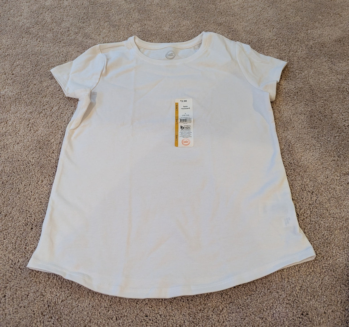 New! White SS shirt *retail $3.98 - size Youth - 10 (L)