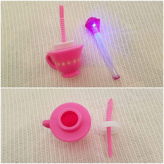 Teacup straw cup w/light up wand