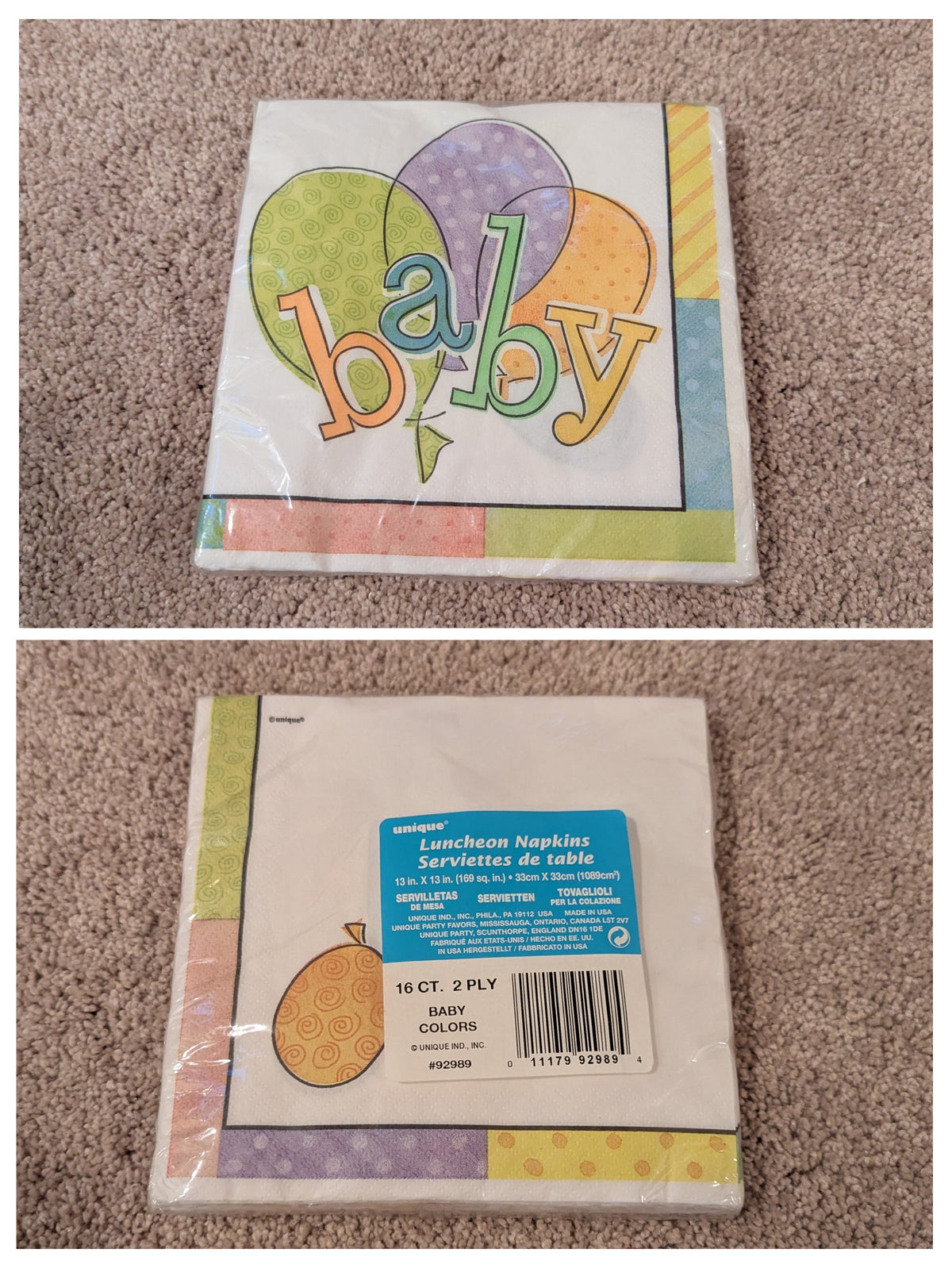 New! Set of 16 Baby shower napkins