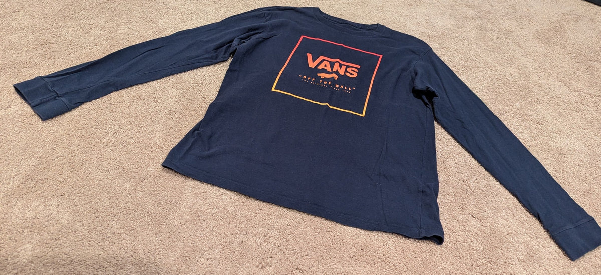 Vans-LS blue shirt *small hole back neck - size Youth - 12 (L)