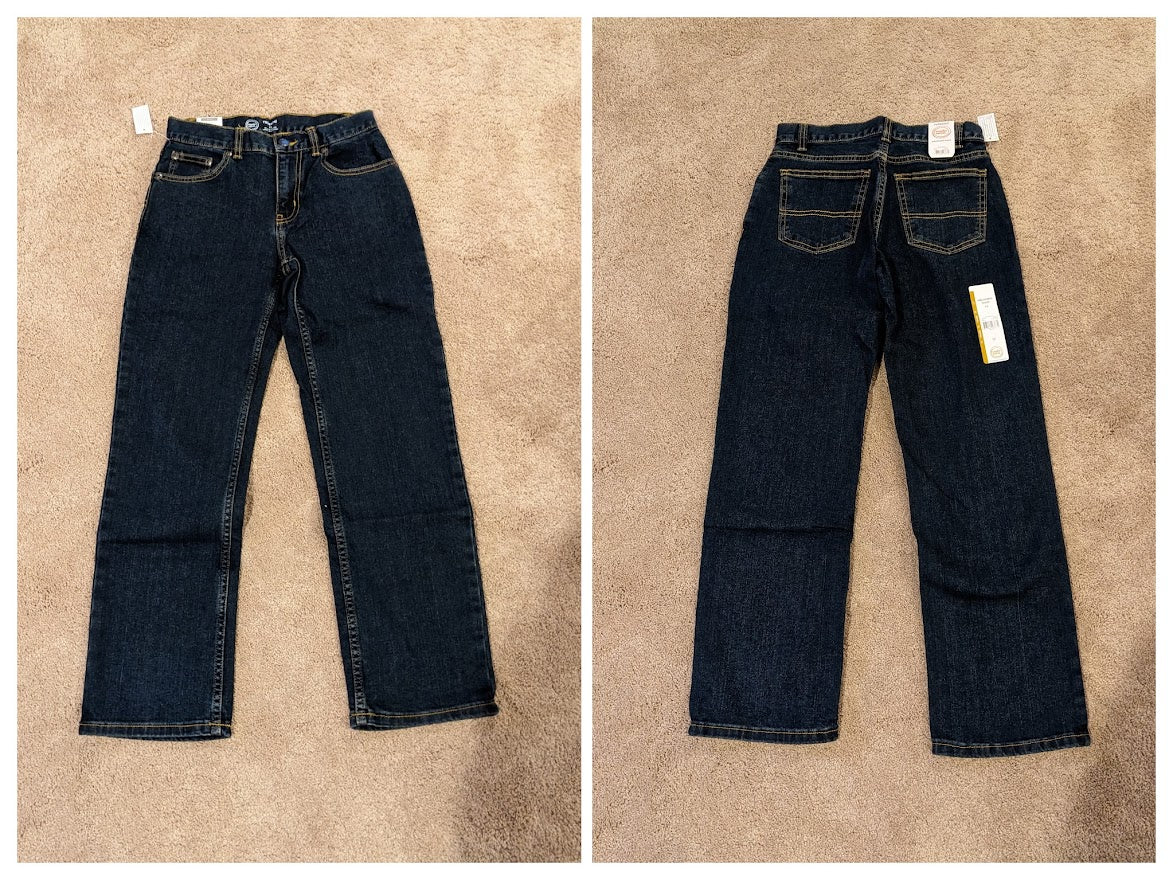 NEW-Jeans relaxed fit adjustable waist - size Youth - 12 (L)