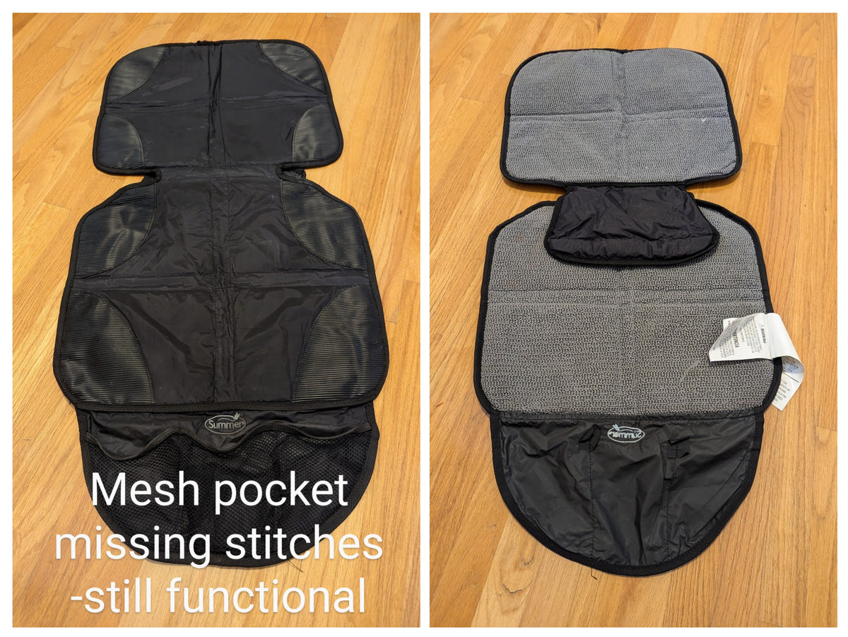 Black car seat mat W/minor stitching wear