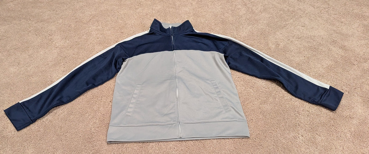 Blue/grey zip up Athletic jacket - size Youth - 14 (XL)