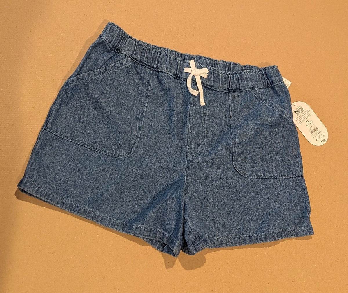New! Lightweight denim Shorts w/front pockets - size Youth - 14 (XL)