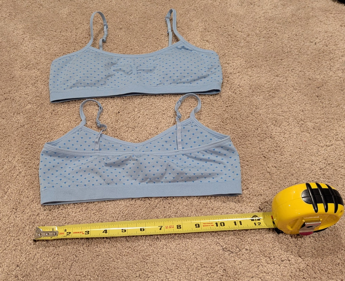2 blue bras w/removable Pads - size Youth - 16 (XL)