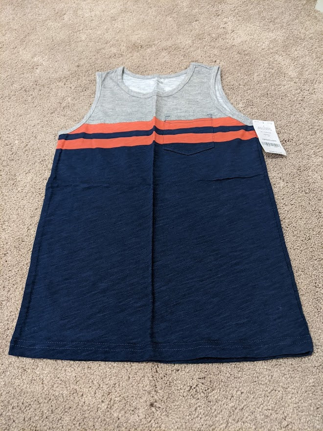 NEW($16)-Carters Grey/org/blue tank top - size Youth - 6 (S)