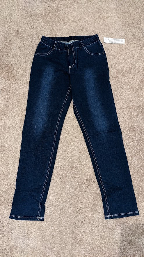 NEW($20)MED Wash denim leggings w/back pockets - size Youth - 7 (S)