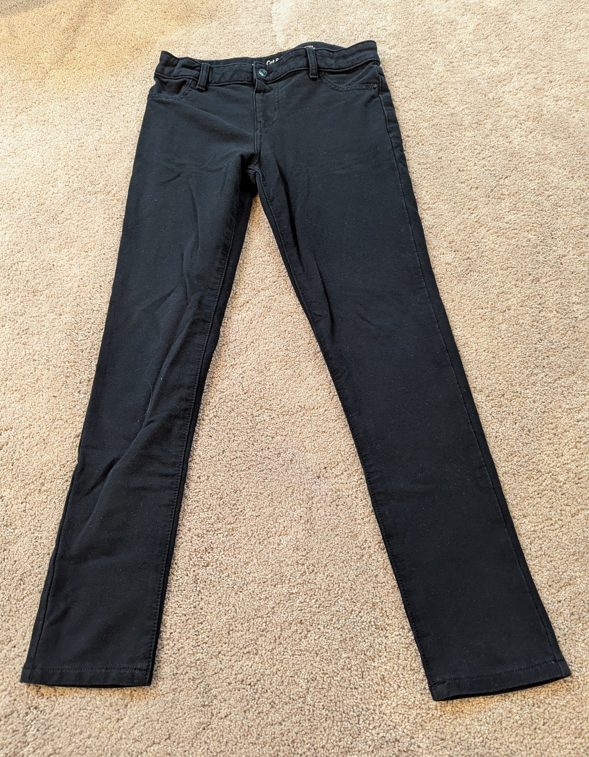 Blk knit jegging w/back Pockets, snap closure - size Youth - 14 (XL)