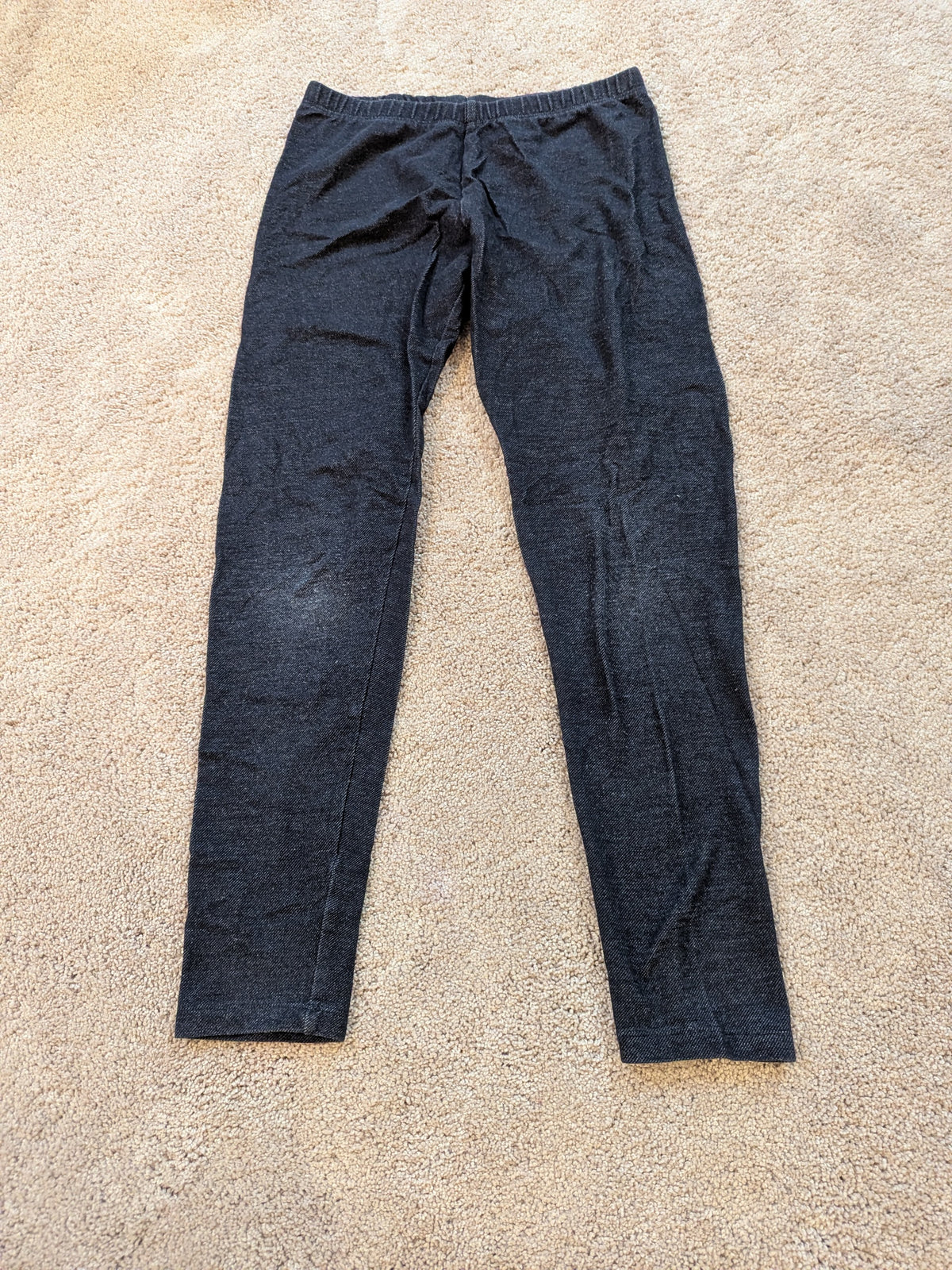Denim color knit legging Worn knees - size Youth - 14 (XL)