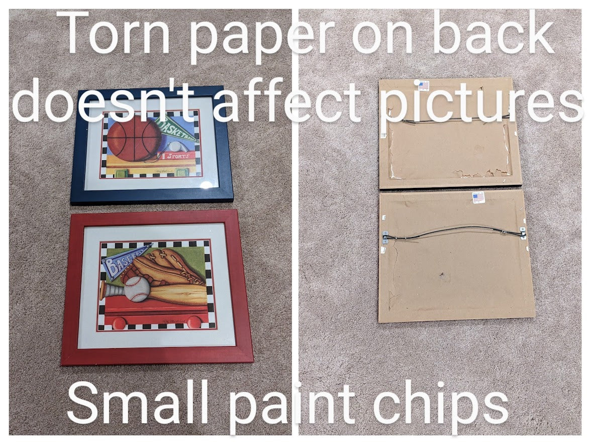 Set of 2 Sports Theme Framed Pictures