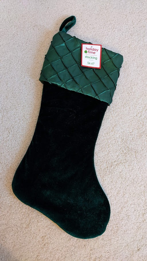 NEW($6)-Green Velvety Stocking