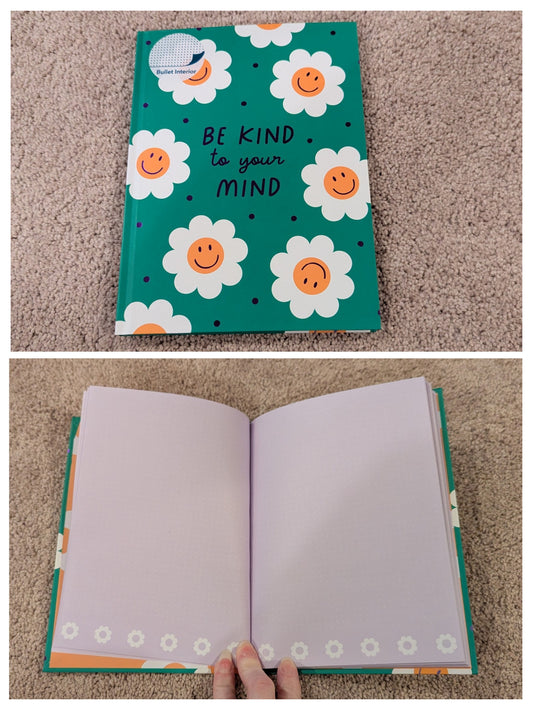 New! Green/daisy bullet Journal - hardcover