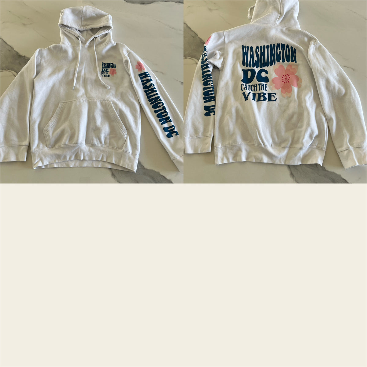Washington DC hoodie szS Wht/blue/pnk oversized - size Junior - S (3/5)