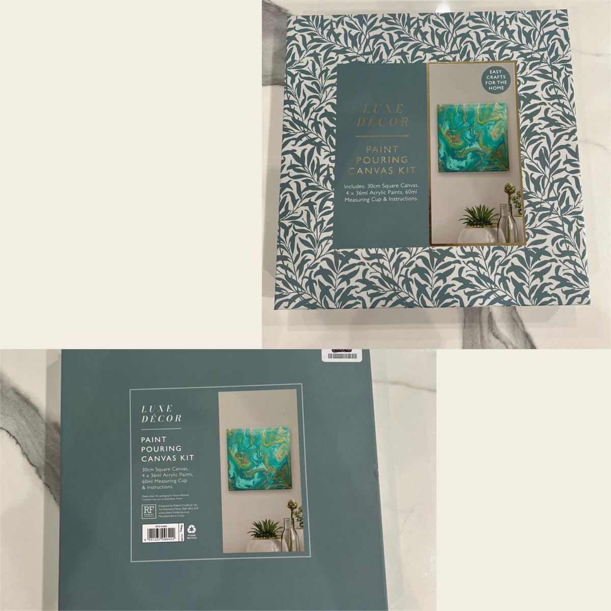 Luxe Decor paint pouring Canvas kit teal NEW