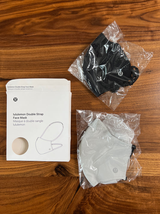 2 LuLuLemon face masks NEW gray&blk dbl strp