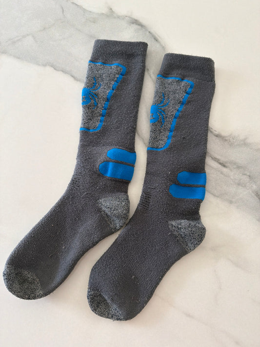 Spyder winter ski socks Thick snow gray blue