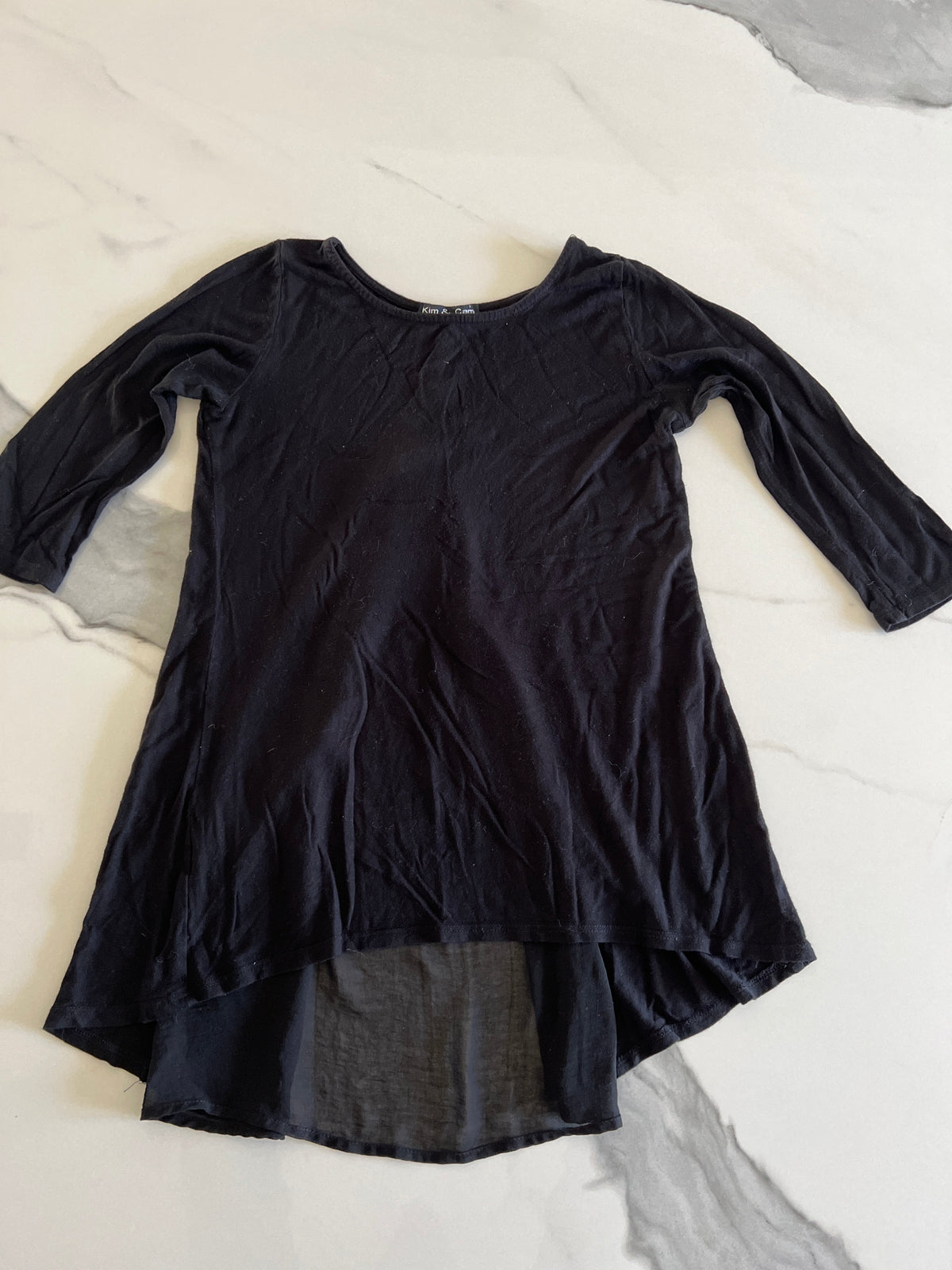 Kim & Cami LS top SzS black strtchy chiffo - size Junior - S (3/5)