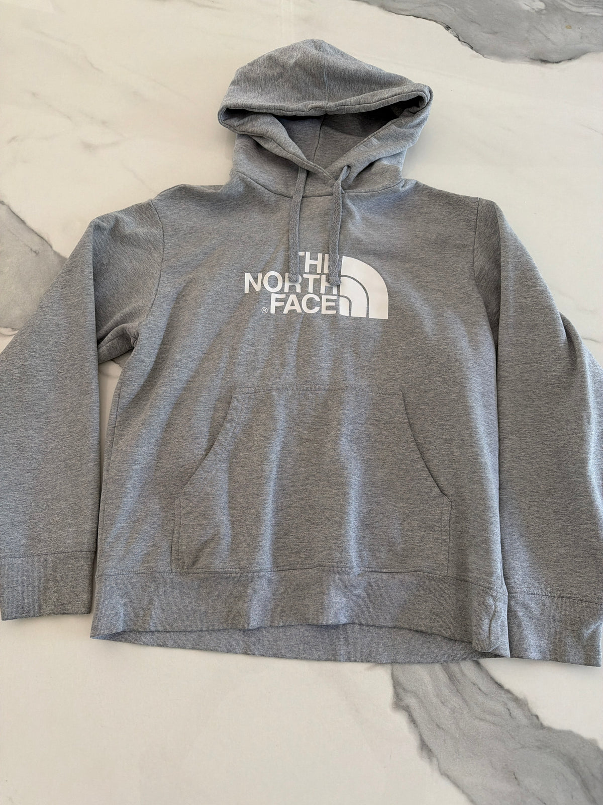 The North Face hoodie SzM lt hthr gray/wht log - size Teen/Men - M (32-34)