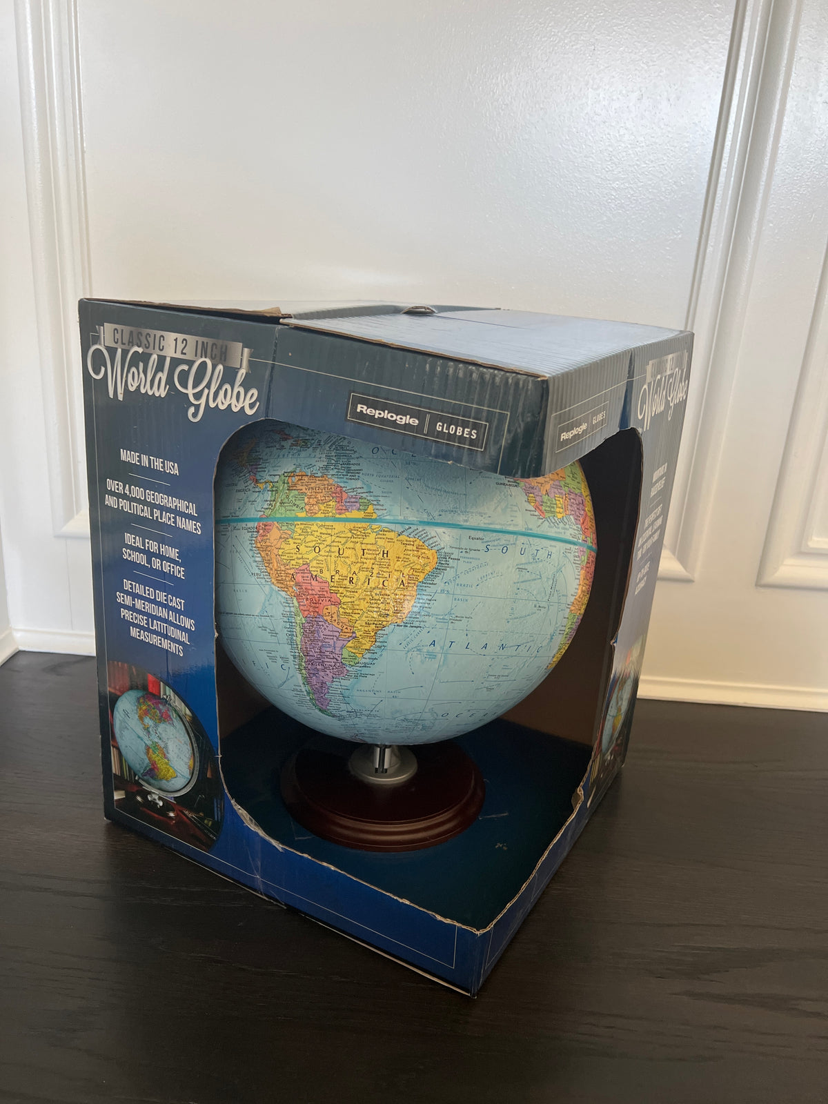 Classic world globe Replogle EUC in box