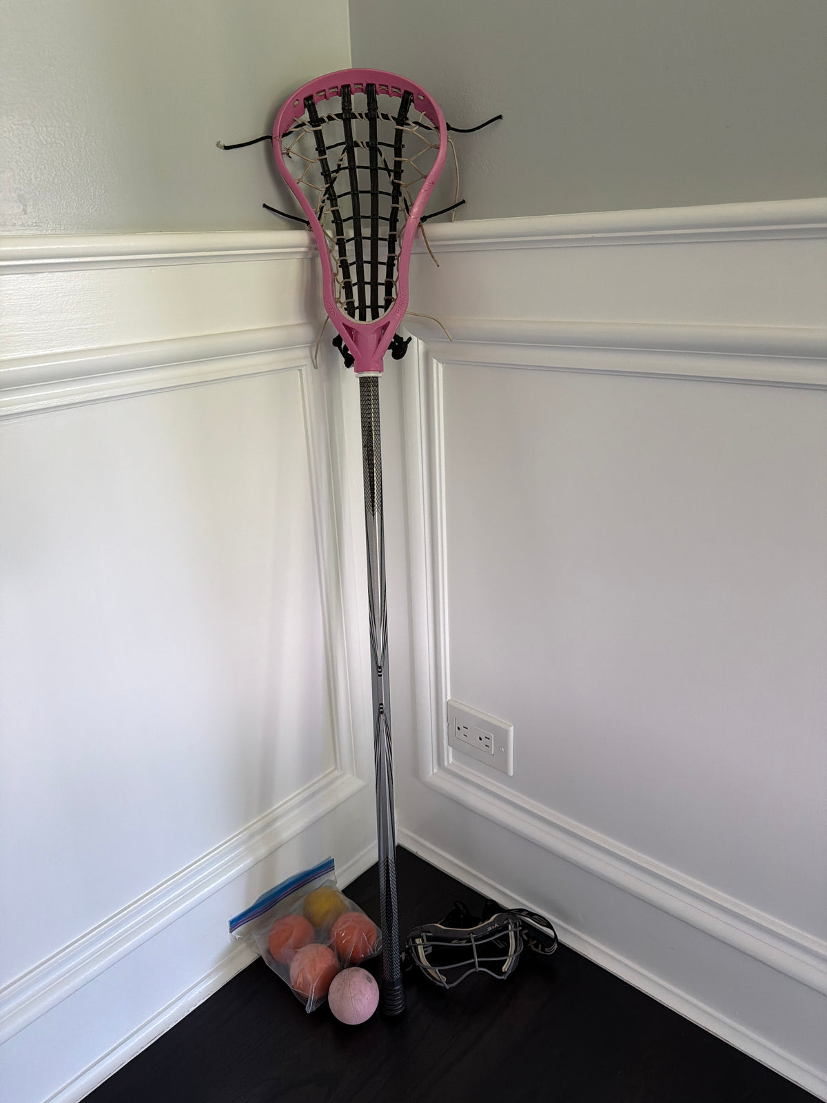Lacrosse stick debeer & 4 Balls & eye protection