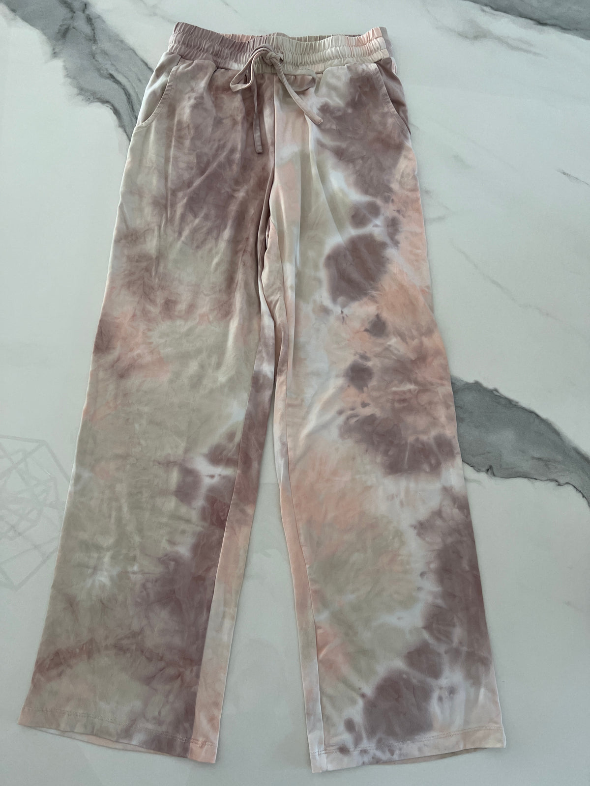 Wallflower pj pants szM Tan/pink/prpl ice dye EC - size Junior - M (7/9)