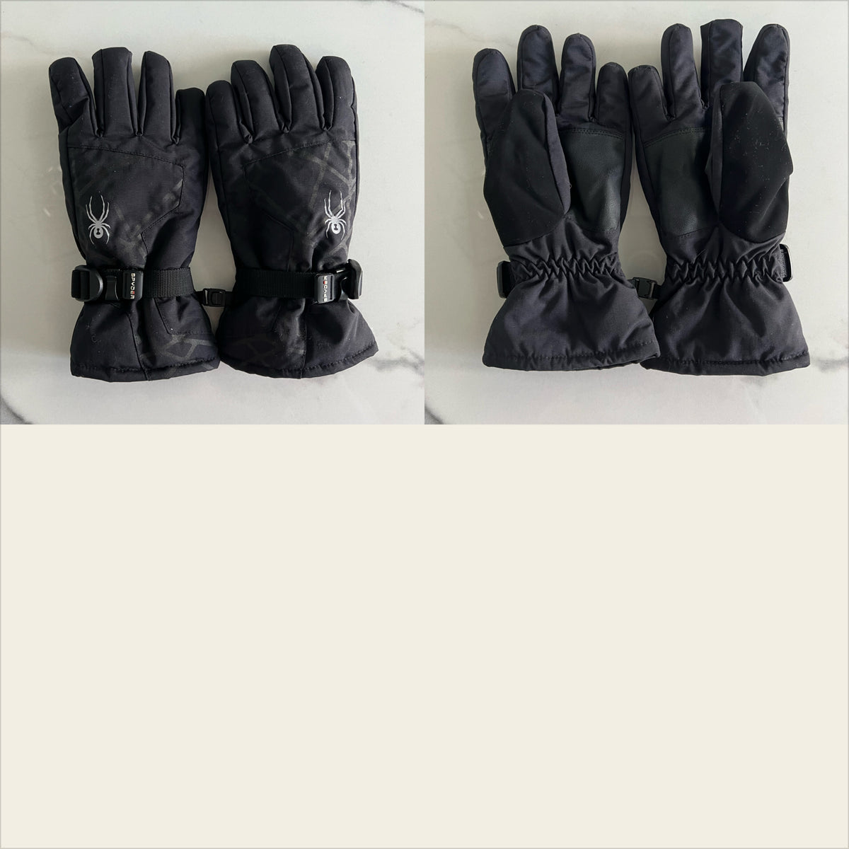 Spyder blk snow gloves Sz S/M Tween size EUC