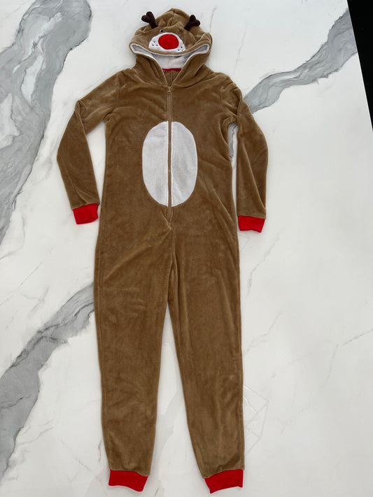 Plush reindeer onesie SzM GUC soft, no stains - size Junior - M (7/9)