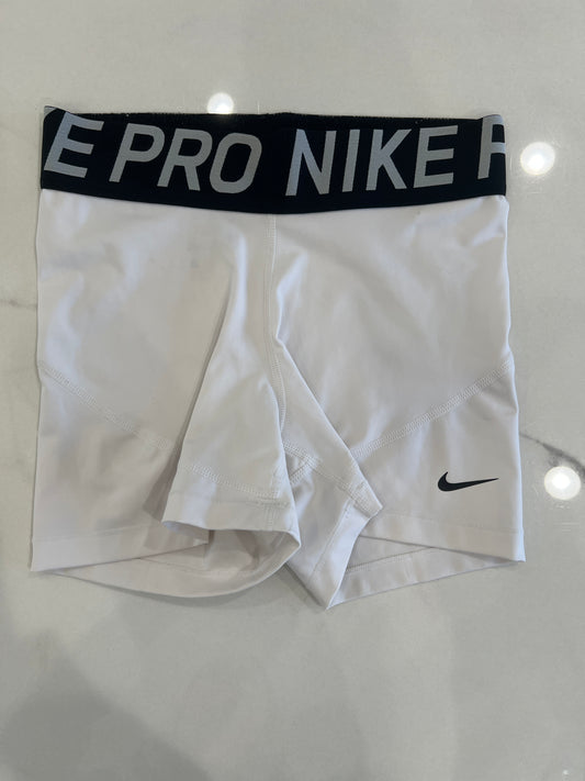 Nike pro spandex szS White w/ blk waistband - size Junior - XS (0/1)