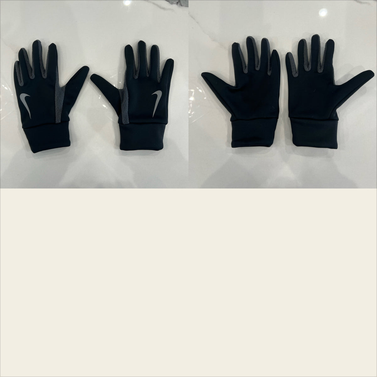 Nike youth M/L gloves Blk & gray fleece VGUC