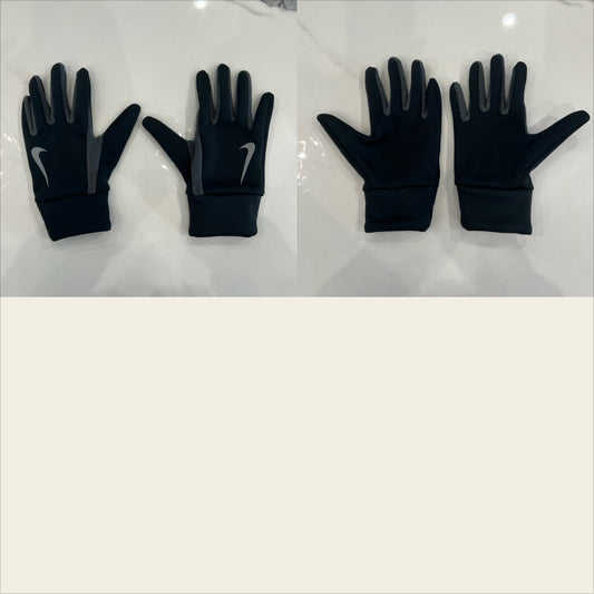 Nike youth M/L gloves Blk & gray fleece VGUC