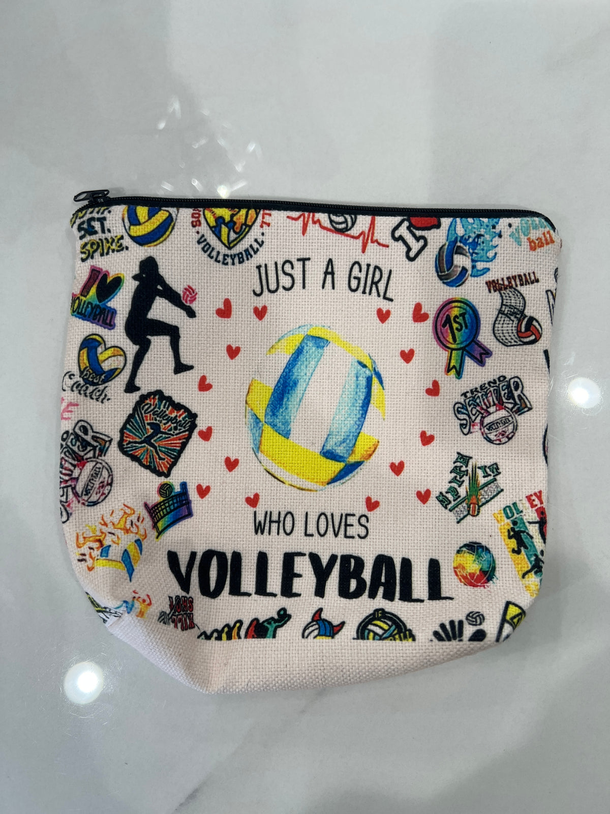 Volleyball canvas pouch Zips up NEW