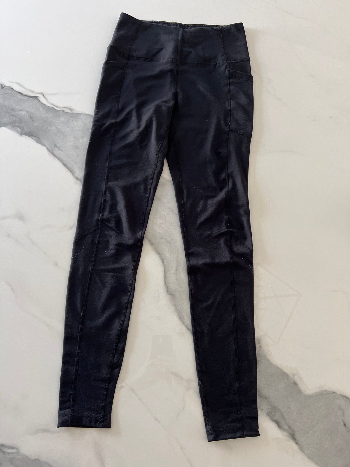 Mondetta blk flece lined Leggings hip pckt GUC - size Women - S (4/6)