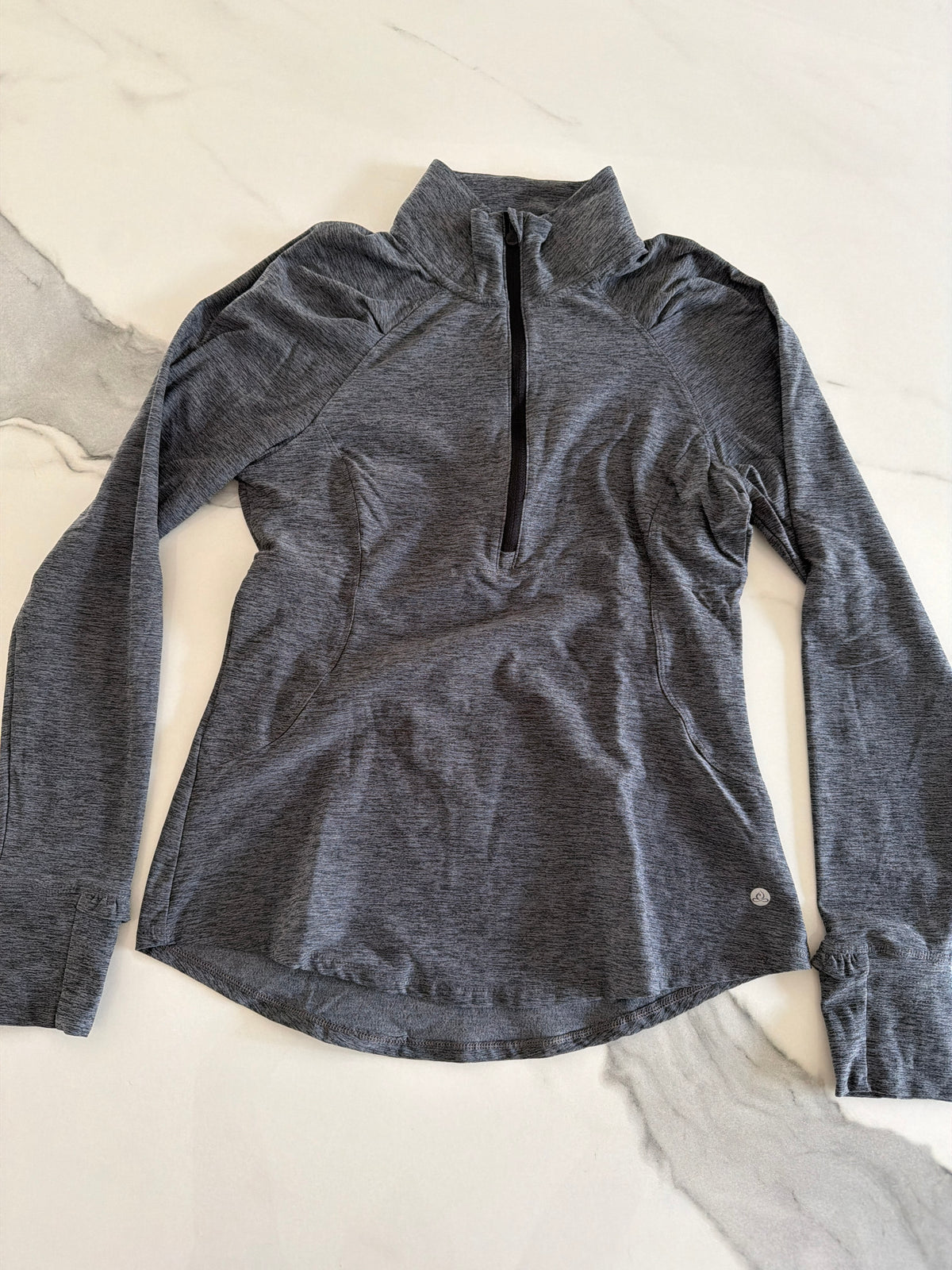 Apana 1/2 zip LS top szS Heather Grey EUC 16.5C - size Women - S (4/6)