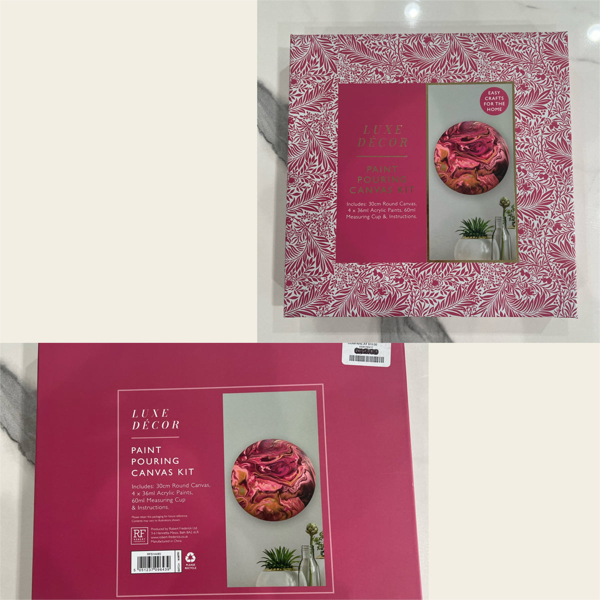 Luxe Decor Paint Pouring Canvas Kit pink NEW
