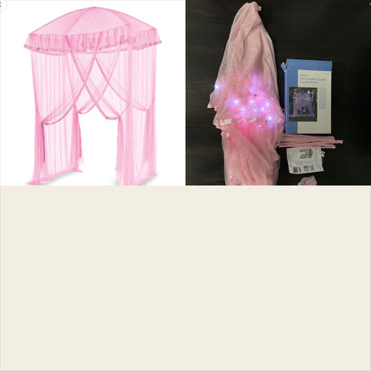 Pink canopy bed tent #1 Fairy lts GUC hearthsong