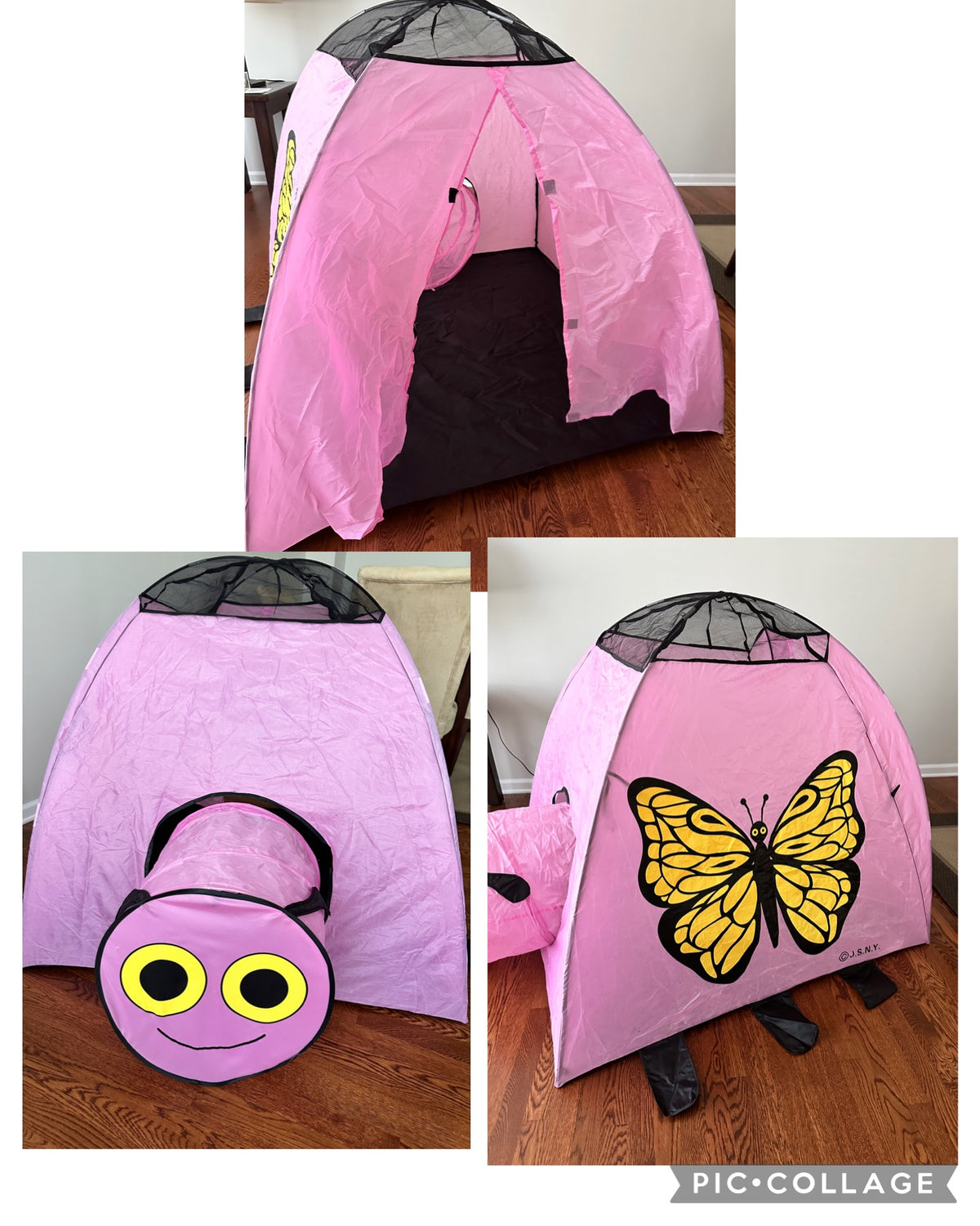 KIDS TENT PINK BUTTERFLY W/